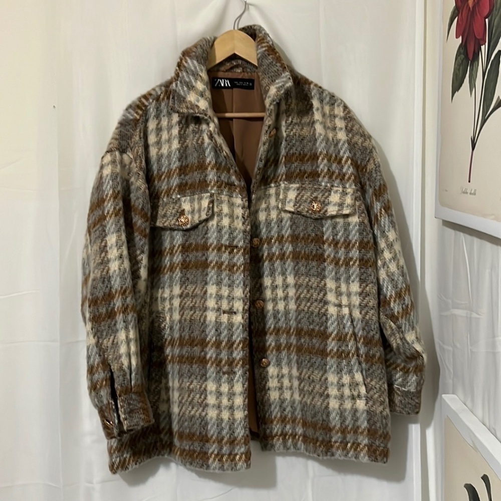 Zara Striped Used Fall/Winter/Spring Coat